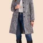Trina Turk ππ Denali Coat ~ Indigo Chevron Print with Clear Laminate 14 NWT Photo 0