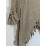 Chico's  Rosette Women Cowl Neck Poncho Tasseled Sweater Rolled Cuff Brown Small Photo 5