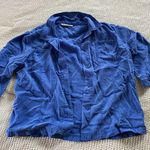 JM Collection Blue Button Down Top Photo 2