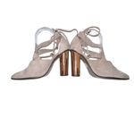 Free People Taupe Nouvella Criss Cross Wrap Chunky Heel Suede Leather Sz 38/6.5 Photo 6