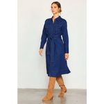 Skies Are Blue 💕💕 Long Sleeve Denim Shirt Dress ~ Dark Blue Large L NWT Photo 4