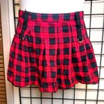 Royal Bones  by Daang, Red Plaid Pleated Mini Skirt Size Large Photo 0