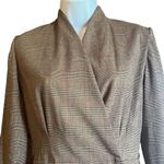 Brown Red Plaid Womens Small Custom Made Peplum Button Up Retro 1951 Suit OOAK Photo 3