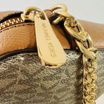 Michael Kors Jet Set Item Silver Brown Leather Zip Chain East West Crossbody Bag Photo 5