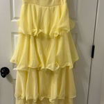 yellow strapless maxi tiered ruffle dress Photo 0
