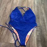 Maaji  Blue Floral Safari Reversible One Piece swimsuit size Medium Photo 5