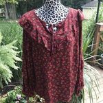 Sonoma Plus Size Goods for Life Ruffle Peasant Top, Women's, Size: 1X Dark Red Photo 0