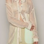 POL  open crochet Button down shacket. Antique white. Size Medium Photo 8