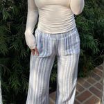 Billabong  Blue and white cotton striped wide leg pants with elastic waistband sz s  Photo 0