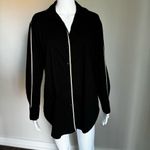 Ellen Tracy  Tape Trim Poplin Oversized Black Blouse Size S Photo 2