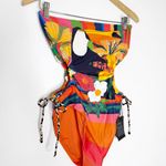 Free People It’s Now Cool Strapless One-Piece Swimsuit Loro Print Size M NWT Photo 3