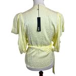 NWT Krisa Puff Sleeve Wrap Top Daisy Yellow Snake Print V Neck Size Medium Photo 3