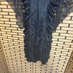 Mayvens Black Ruched Lace Sleeve‎ Dress Size 7 Photo 6