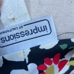 Impressions Vintage 80s 90s Faux Wrap Blouse Black White Abstract Floral L Photo 3