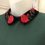 ZARA Preppy Green black floral embroidered collared dress with short sleeves -Size M Photo 2