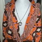 Cider  Orange and Brown Patterned Cardigan Photo 2