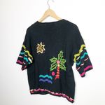 BELLE Pointe vintage black embroidered cardigan Size M Photo 6