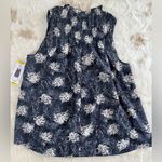 Joie  Baltic Floral Print Ruffle High Neck Satin Sleeveless Blouse Photo 2