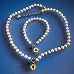 Dallas Cowboy Blue Freshwater Pearl Bracelet Bracelet Necklace Set features Photo 0
