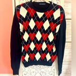 Brandy Melville  navy red white argyle heart print long sleeve preppy sweater OS Photo 0