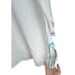 Saks 5th Avenue Blue Saks Fifth Avenue Linen Tunic White Teal 3/4 Sleeves Large Photo 4