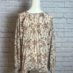 MELLODAY Women's Small Cream Floral Long Sleeve Blouse Cottagecore Boho Photo 2