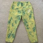 Peloton  Women’s Capri Leggings- Yellow and Green Tie-Dye Photo 0