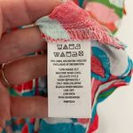 C&C California White Blue Tropical Leaf Leaves Floral Linen Tie Shoulder Dress L Photo 8