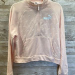  Womens L Sweatshirt Peach 1/2 Zip White Puma Pattern Pullover Athletic‎ Photo 0