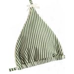 Green Striped Lace Bowknot Halter Triangle Bikini Top Photo 3