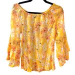 Unique spectrum Women’s  Yellow Floral Boho Peasant Top Size S Photo 0