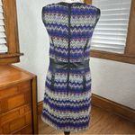 Milly Tweed Chevron Zig Zigzag Virgin Wool Lamb Leather Mini Dress Size 8 Photo 3