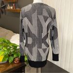 DKNY  Black Gray White Geometric Logo V-neck Cardigan Small EUC Photo 1