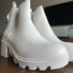 NEW White Chunky Platform Rubber Ankle Boots Size 7 Photo 0