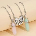 Silver Heart Best Friend Crystal Stone Necklaces Photo 0