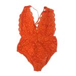 FREE PEOPLE X HAH Lace Bodysuit Sz S Burn Orange Feminine Party Resort Boho NWT Photo 3