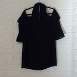 Francesca’s black peek a‎ boo shoulder shift dress Size L Photo 6