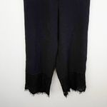 Ann Taylor  | Elastic Waist Ankle Pants Trousers Black Lace Hem | Medium Petite Photo 3