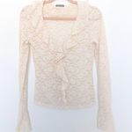 Wet Seal Y2K Womens Sheer Top Size M Lace Ruffle Long Sleeve Fairy Coquette Photo 0