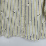 Coldwater Creek  Linen Shirt Yellow Stripe Floral Embroidered Cottage Size M Photo 6