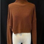 SheIn Women’s Chestnut Cropped Turtleneck Sweater Sz L Photo 0