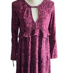 American Eagle OUTFITTERS SO CUTE!!! maroon and black long sleeve boho tiered dress Photo 0