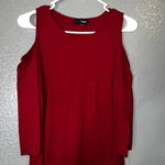 Hype Burgundy Cold Shoulder Ribbed Knit Long Sleeve Mini Dress Women’s S Red Photo 4