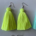 4 Sets Of Tassel Earrings Handmade Jewelry Fashion Neon Yellow Mint Pink Green Photo 1