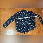 Loft - Top Navy Blue Floral Print Bow Tied‎ V Neckline Long Sleeve Blouse Size L Photo 4