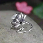 Natural Jade Glaze Lotus Classical Beauty Ring Blue Photo 2