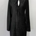 Dual Nature New  Keyhole Rib Velour Dress Mock Neck Long Sleeve Mini Black Photo 2