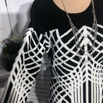 Taylor black white abstract pattern sexy bodycon 3/4 sleeves sweater dress Sz M Size M Photo 3