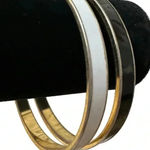 Monet Set Of 2 Vintage  Signed Gold Tone White Black Slender Bangle Bracelets Photo 0