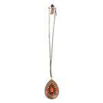 Paparazzi  Boho Teardrop Pendant Necklace Orange Green Silver‎ Chain Jewelry R-73 Photo 1